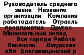 Руководитель среднего звена › Название организации ­ Компания-работодатель › Отрасль предприятия ­ Другое › Минимальный оклад ­ 25 000 - Все города Работа » Вакансии   . Амурская обл.,Благовещенский р-н